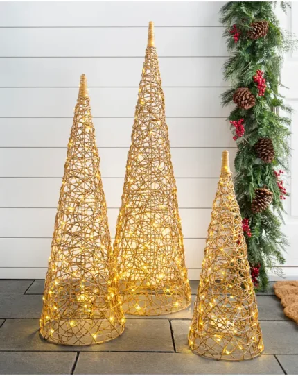 Outdoor Lit Wire Sculpture Set